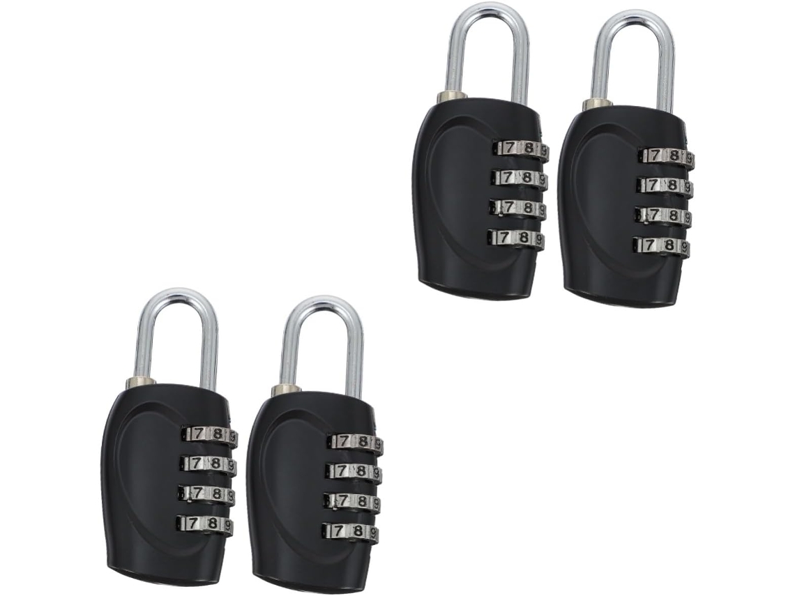 Conjunto De 4 Cadeados Combinação Resistentes Com Senha Para Malas,