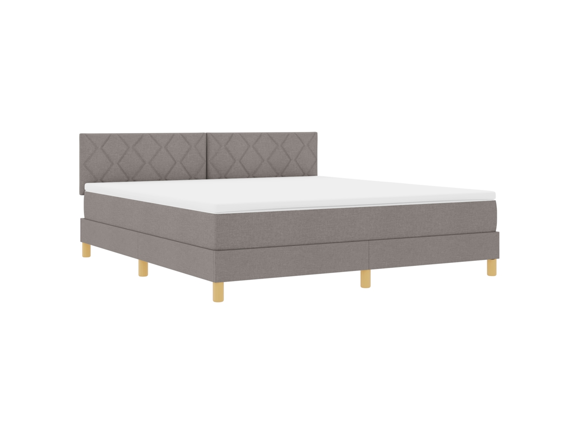 Cama Box  Com Colchão E Led Taupe Vidaxl Tecido (180x200 Cm)