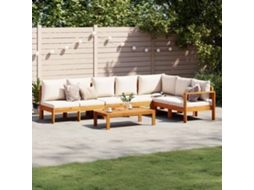 Vidaxl 5 Pcs Conjunto De Sofás De Jardim Com Almofadões Acácia Maciça