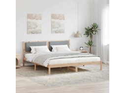 Vidaxl Estrutura Da Cama Com Cabeceira Cinzento-claro 200 X 200 Cm