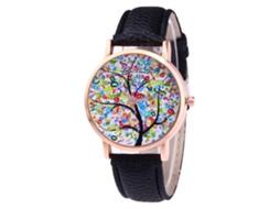 Reloj De Pulsera De Cuarzo Con Correa De Cuero Para Mujer Y Hombre (negro)
