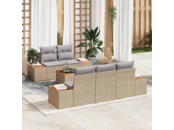 Vidaxl Conjunto de Sofá de Jardim 6 Pcs Bege Rattan Sintético