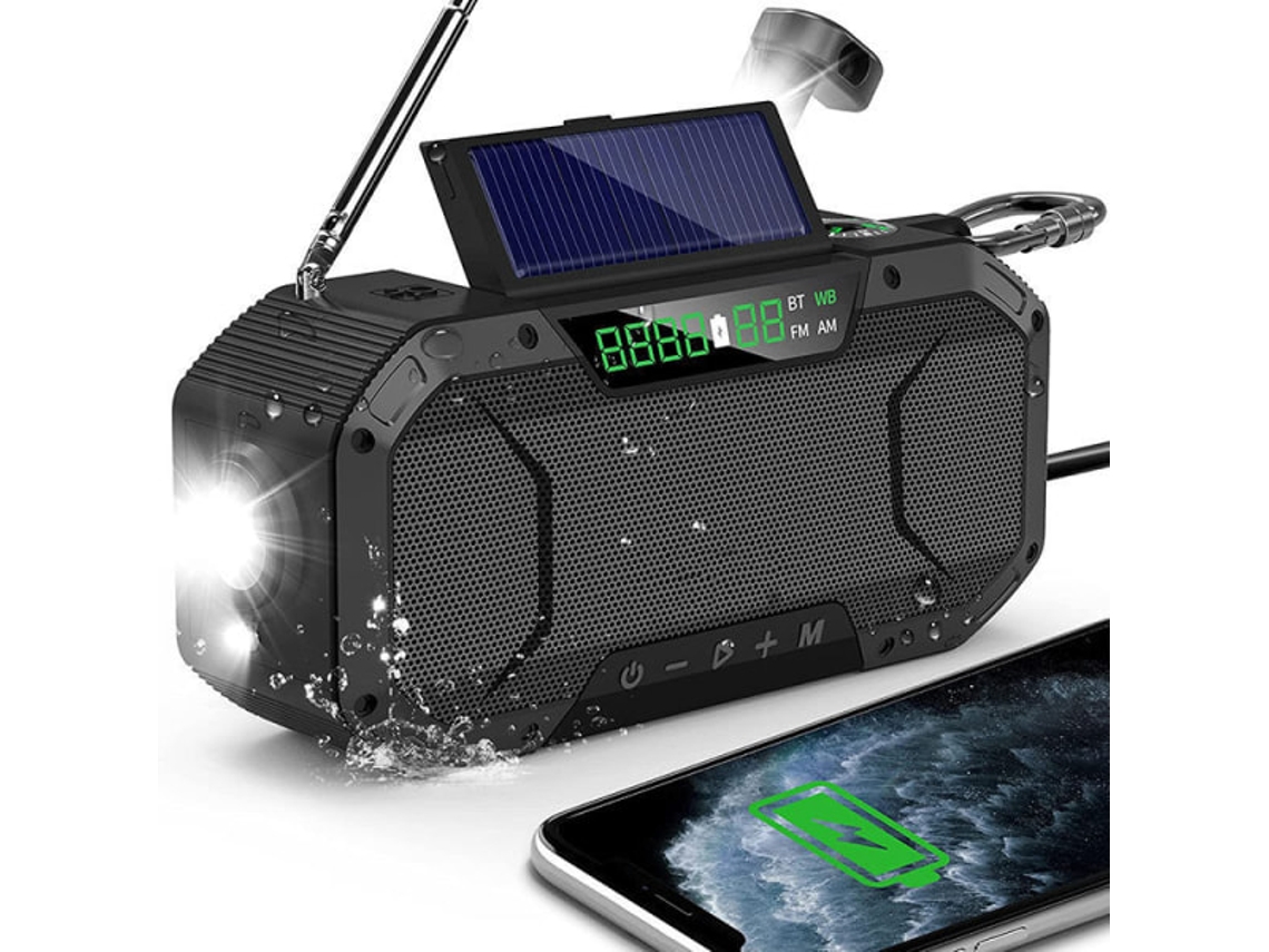 Receptor de Rádio de Emergência, Energia Solar, Manivela, FM/AM, AQUAFORGE