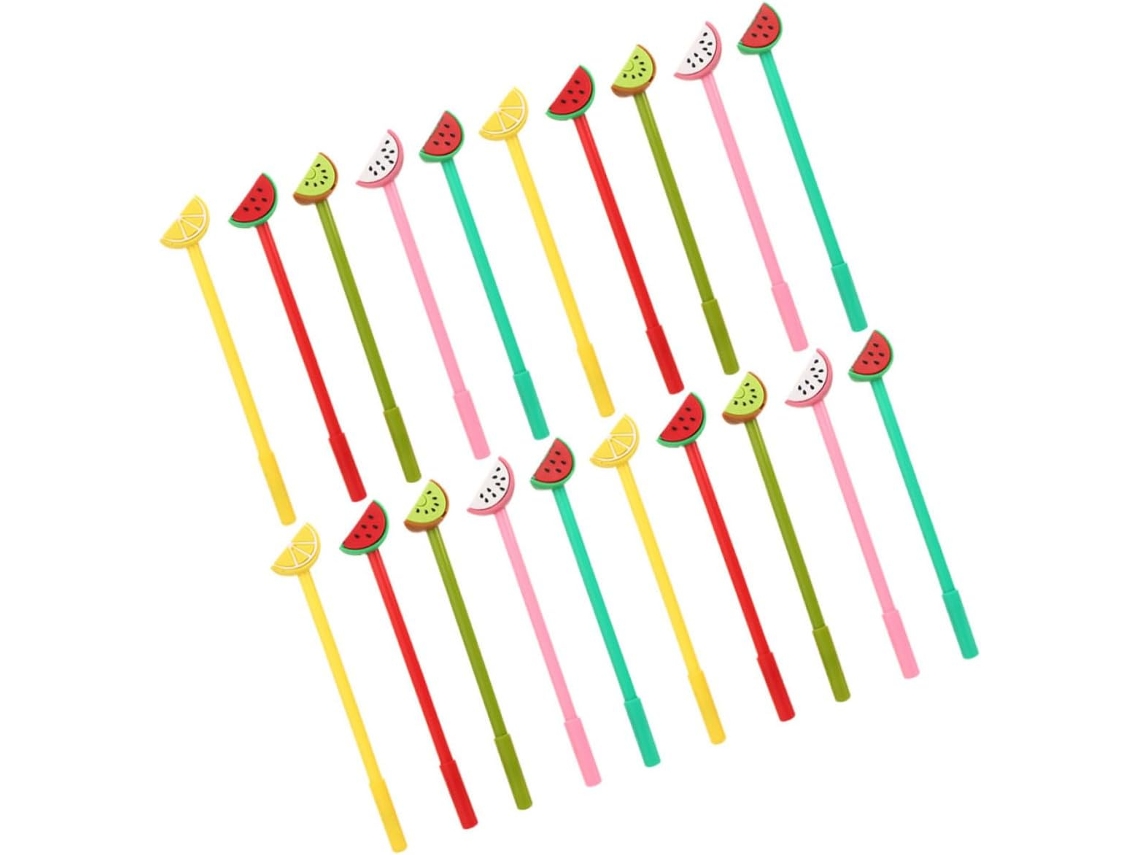 1 Conjunto De Canetas Gel Com Desenhos Frutas, Para Estudantes,