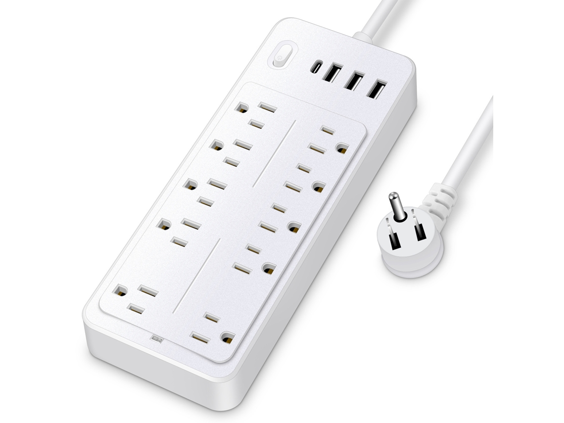 Proteção de noelo de energia 14 em 1 com USB e cabo de 3,9 pés