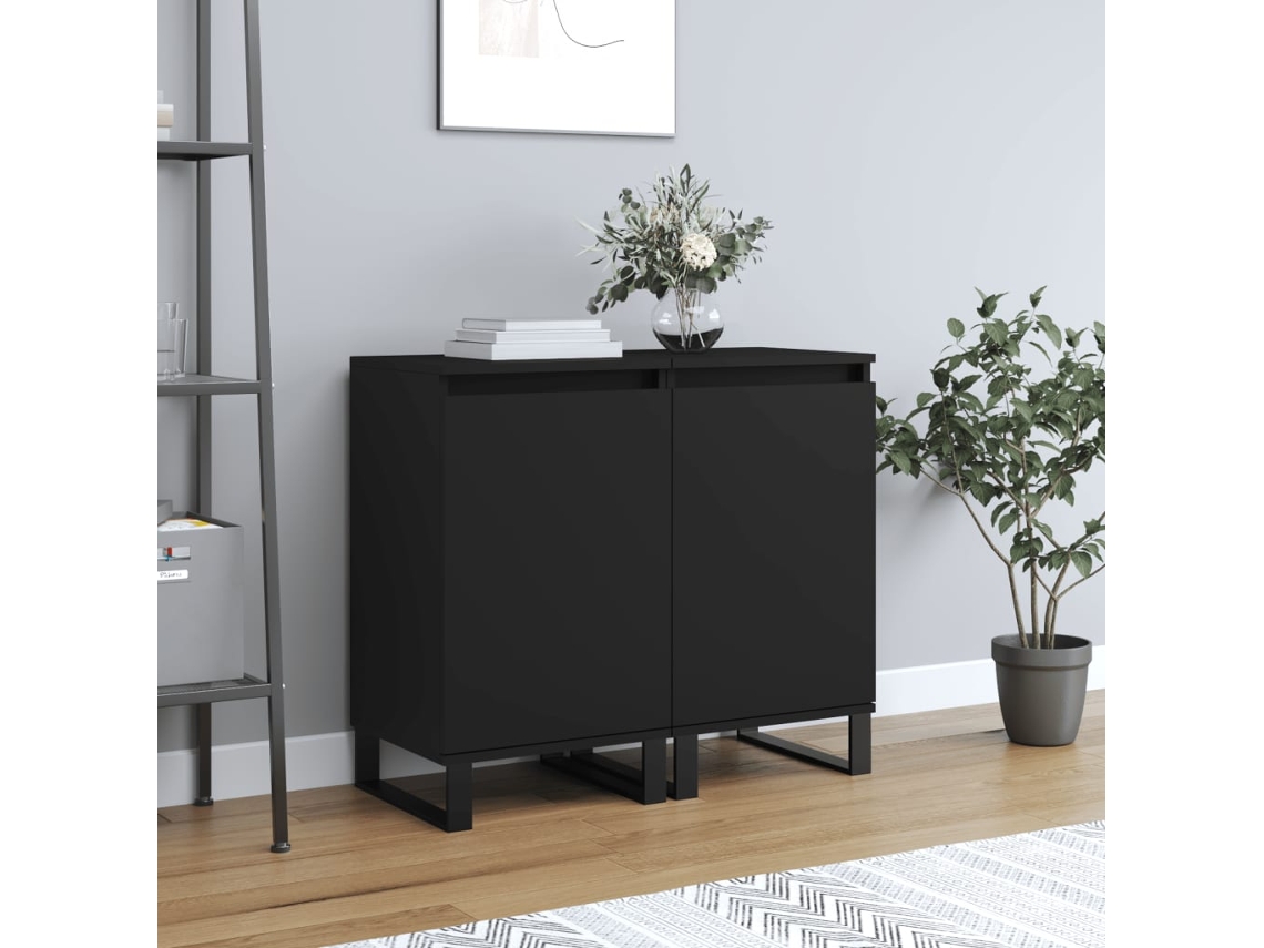 Vidaxl Aparadores 2 Pcs 40x35x70 Cm Derivados De Madeira Preto