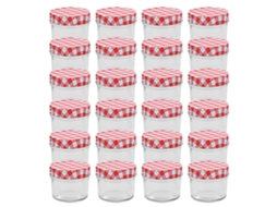 Vidaxl Frascos De Vidro Com Tampas Brancas E Vermelhas 24 Pcs 110 Ml