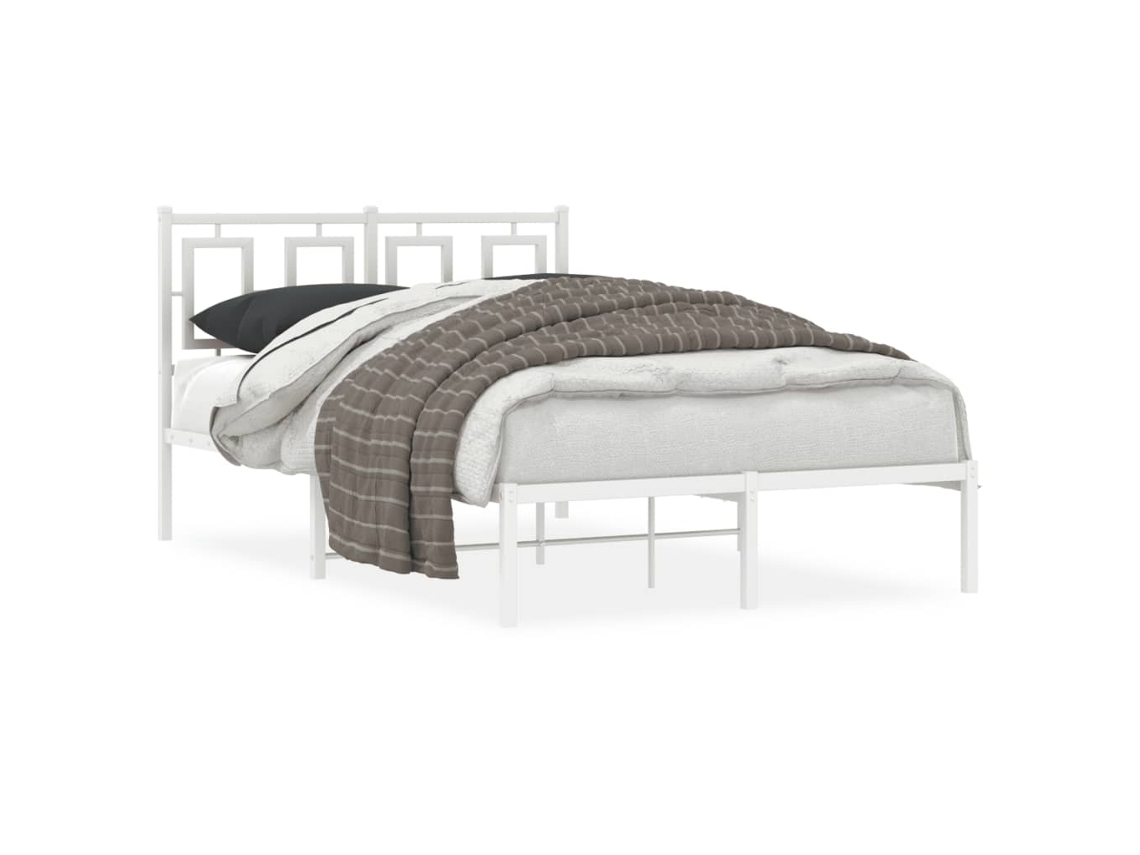 Bed Frame, Bed Frames Vidaxl Branco Aço (120 X 200 Cm)