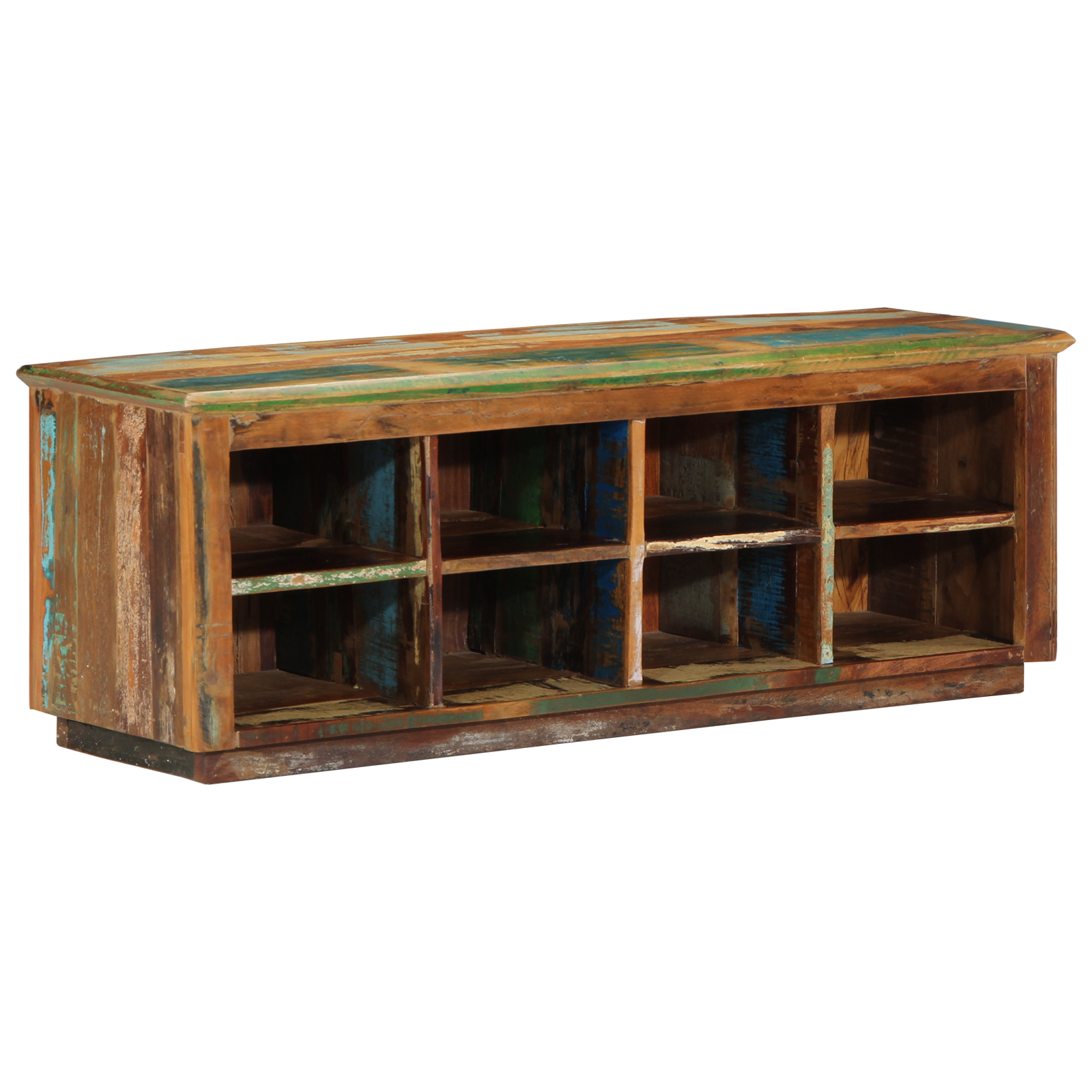 Conjunto 1 Armário De Sapatos Vidaxl Castanho Madeira Recuperada Maciça (110 X 35 X 40 Cm)