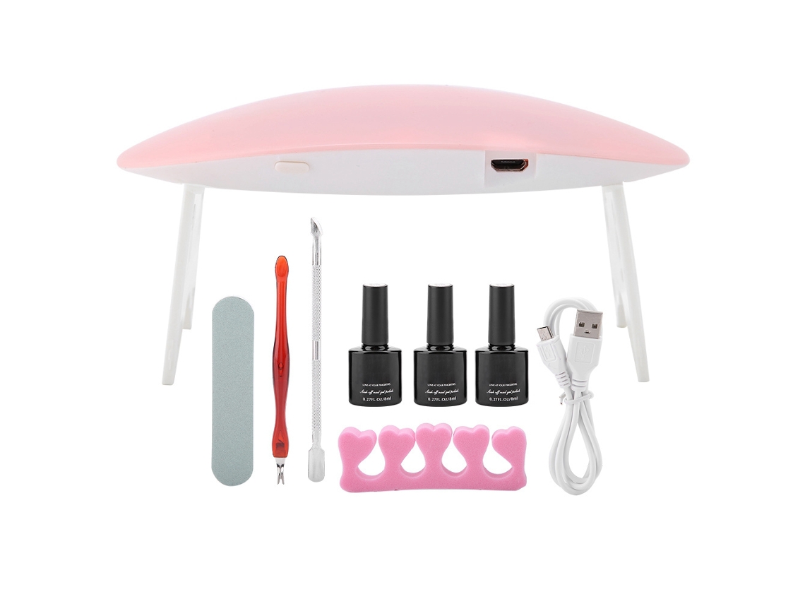 Kit De Arte De Unhas Profissional Com Lâmpada Uv Led, Gel, Lixa E Ferramentas De Manicure