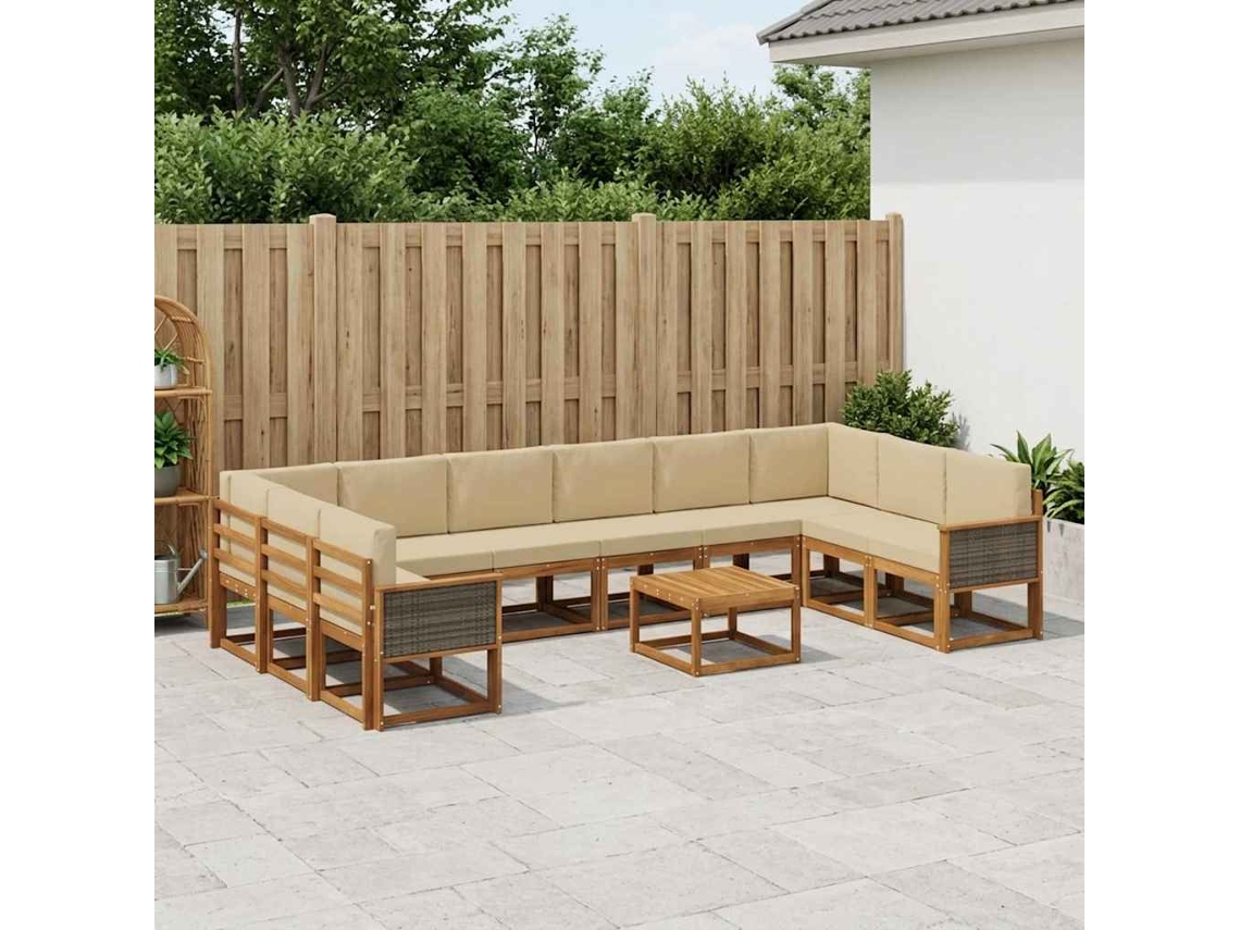 Vidaxl Conjunto De Sofás Para Exterior 11 Unid. Natural E Bege