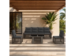 Vidaxl Conjunto De Sofá De Jardim 7 Unid. Cinza E Cinza Escuro Vime Pe