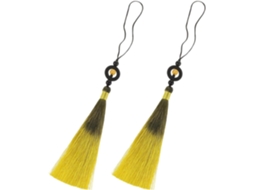 Conjunto 2 Pingentes Pompom Poliéster Amarelo Artes Marciais Design Degradê Resistente Desbotamento Fácil GOKOCO