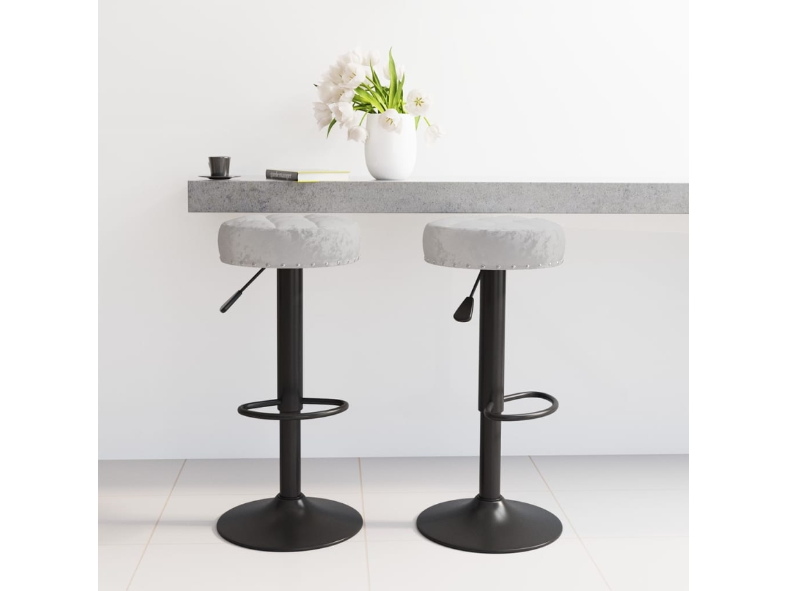 Vidaxl Cadeiras De Bar 2 Pcs Veludo Cinzento