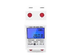 Medidor de eletricidade Brilvibera monofásico, 2 fios, 2 polos, digital, eletrônico, para trilho DIN, kWh