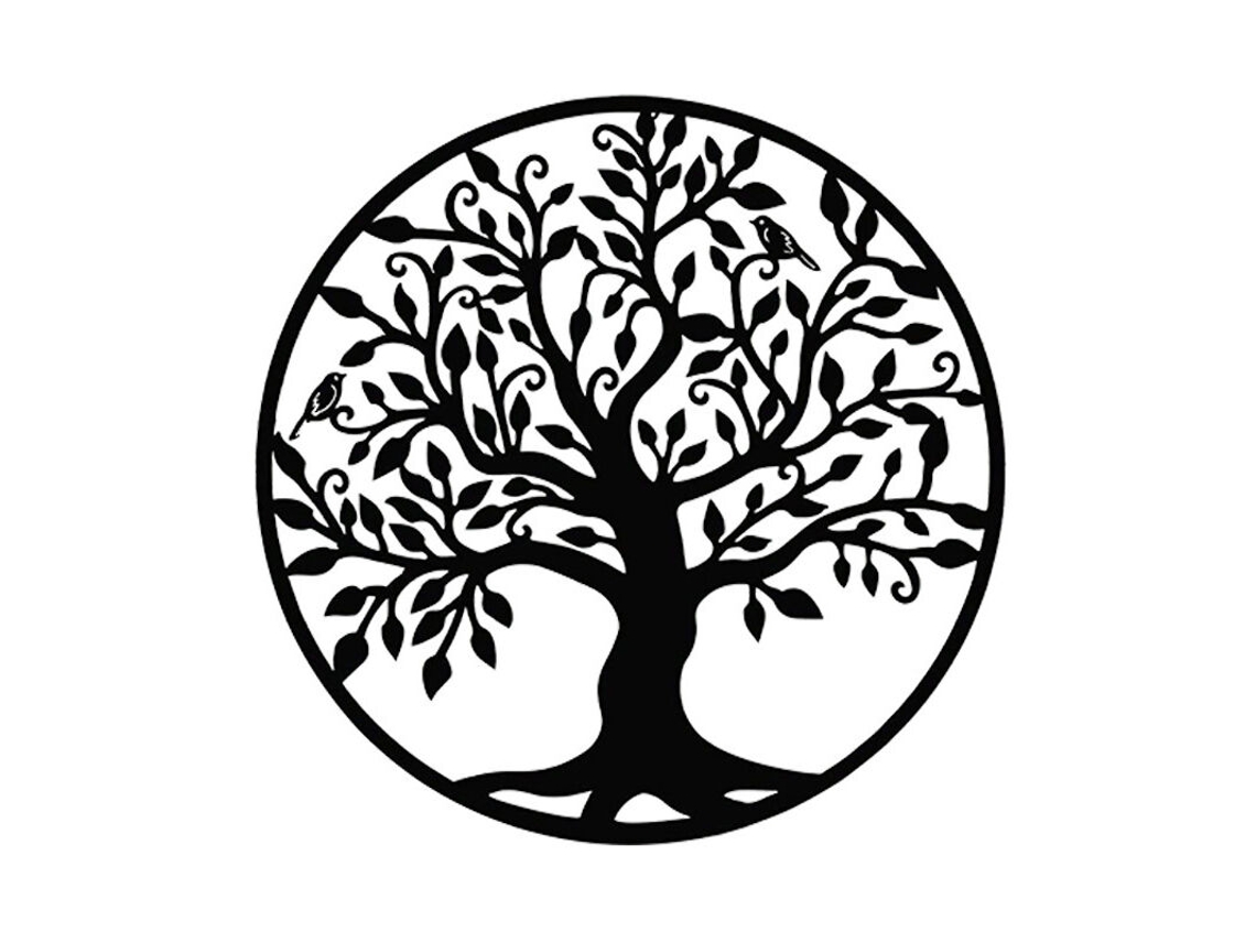 Resistente E Confiável, Arte De Parede Em Metal Preto Com A Árvore Da Vida De 30 X 30 Cm, Esculturas De Jardim Que Enriquecem A Decoração Da Sua Casa,
