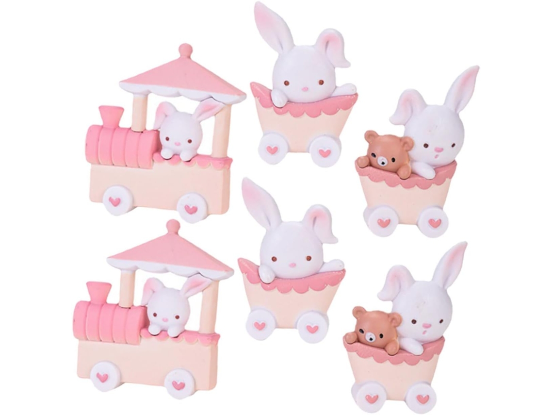 2 Conjuntos De Enfeites De Trem Com Coelhos De Desenho Animado E Decorações Para Festa Com Números.