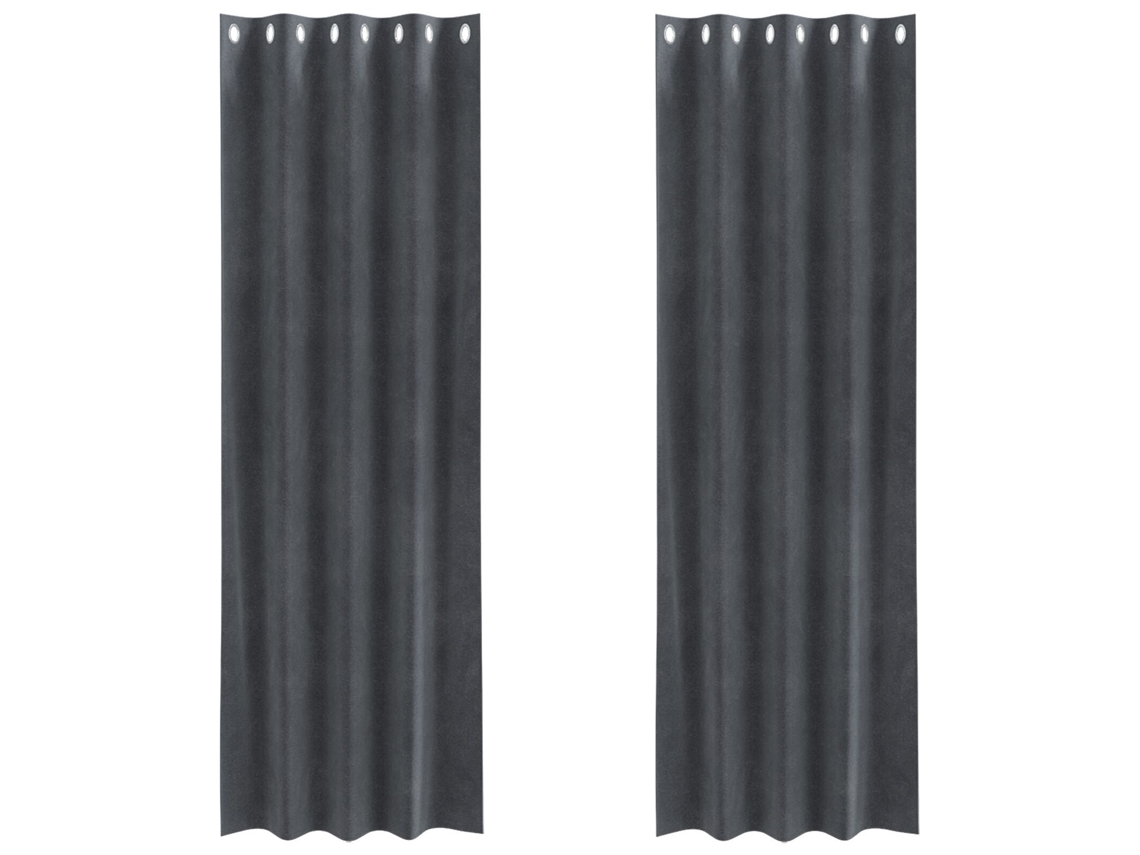 Conjunto 2 Cortinas Opacas Vidaxl Cinzento-claro Veludo (140 X 260 Cm)