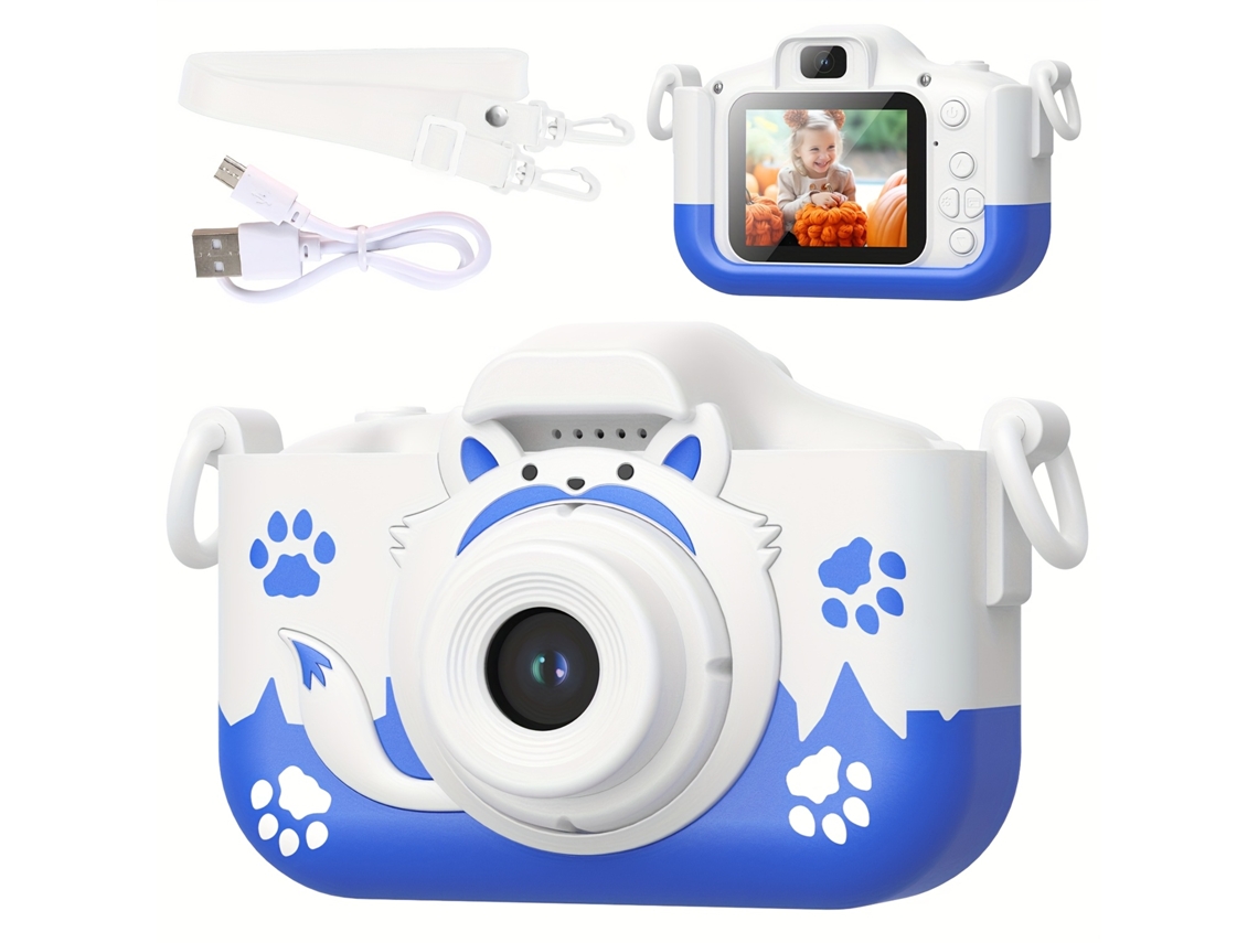 Câmera Infantil Fofa De Gato, 4000 W, Câmera Dupla De Pixel, Gravação De Vídeo 1080p, Azul Brilvibera