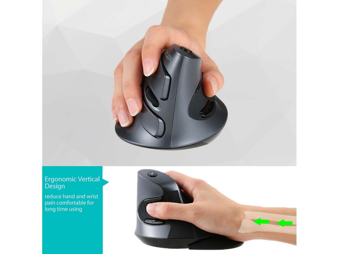Mouse Vertical Óptico Ergonômico Sem Fio Delux 2.4g Com 1600 Dpi Ajustável E 5 Botões 5d