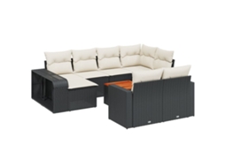 Conjunto 11 Sofás de Jardim com Almofadões VIDAXL Vime Pe Preto