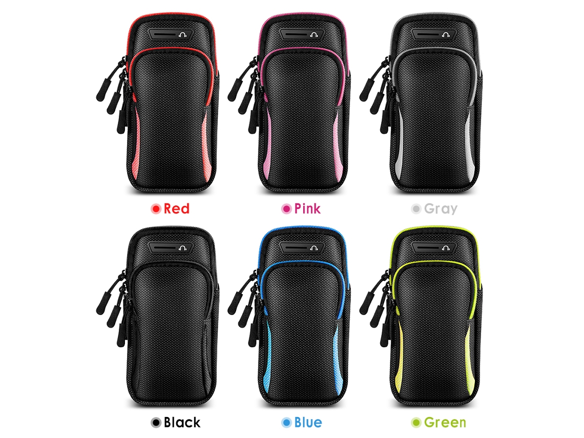 Bolsa Para Braço Com Suporte Para Celular Para Academia Corrida Ciclismo Caminhada Trekking Ajustável Com 2 Bolsos