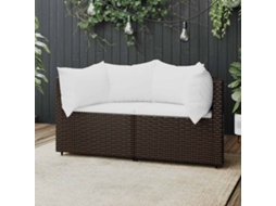 Sofás De Canto Para Jardim Com Almofadas 2pcs Vime Pe Marrom Dkd Home Decor