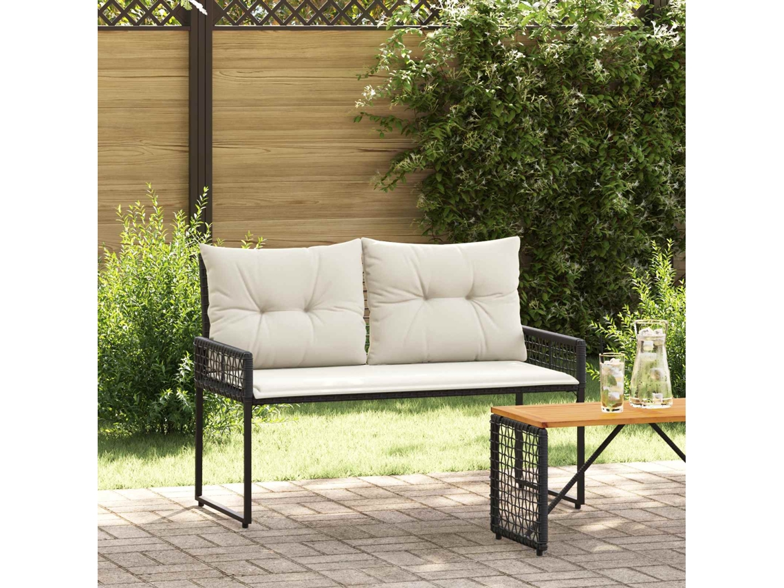 Vidaxl Banco De Exterior Preto E Branco Creme 118 X 55 X 82 Cm
