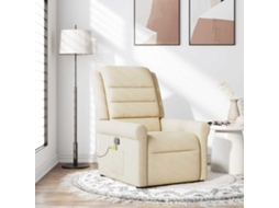 Vidaxl Poltrona De Massagens Reclinável Tecido Cor Creme