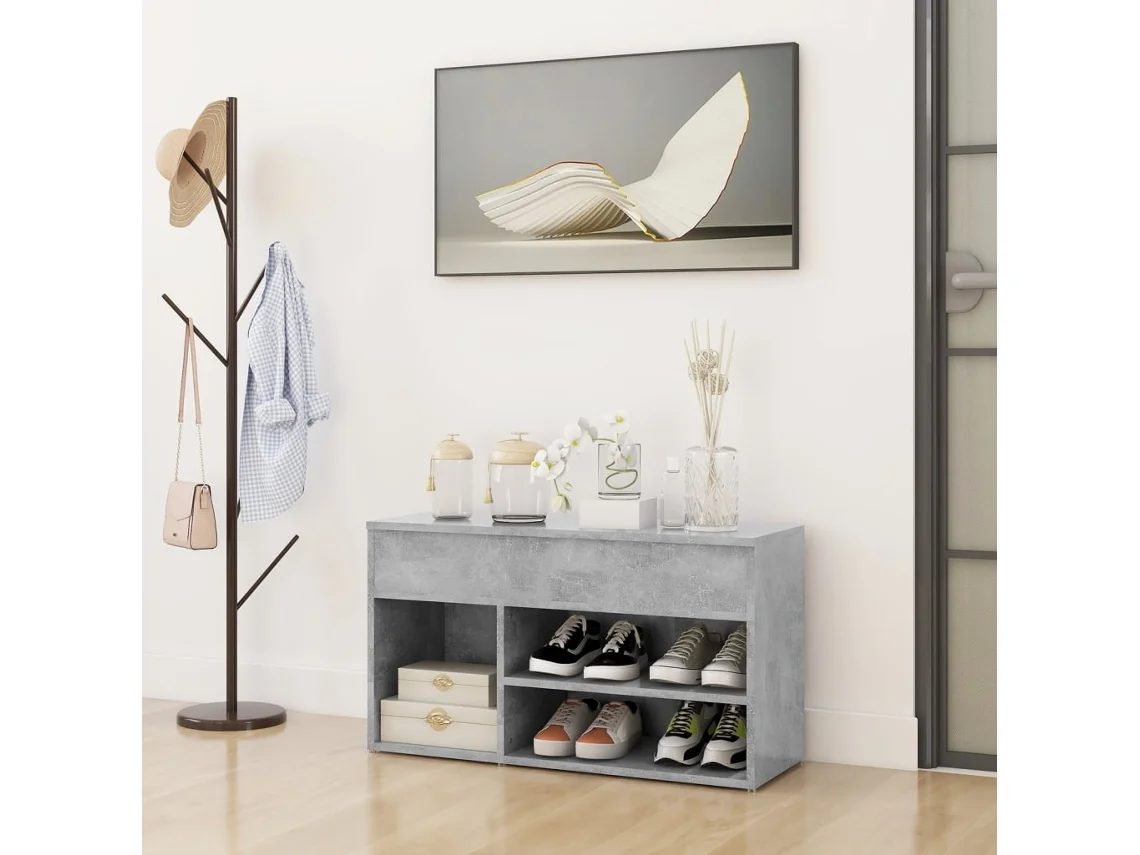 Vidaxl Banco Sapateira 80x30x45 Cm Derivados Madeira Cinzento-cimento