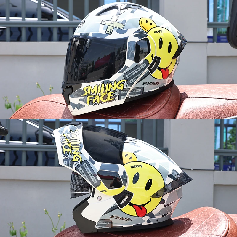 Capacete Modular Para Motocicleta (xxl) Dot Abs Com Viseiras Duplas Articuladas
