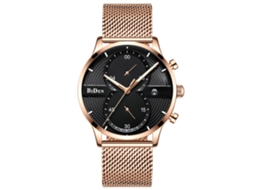 Reloj Hombre Lujo 3atm Resistente Al Agua Correa Malla Acero Negro Oro Rosa