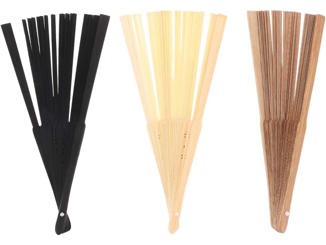 Conjunto de 3 Armações Dobráveis de Bambu para Leque Chinês, 21 Cm , Kit Faça Você CHABERLU (8, 3 Polegadas)
