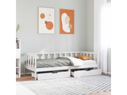 Vidaxl Sofá-cama C/ Gavetas 90x190 Cm Madeira De Pinho Maciça Branco