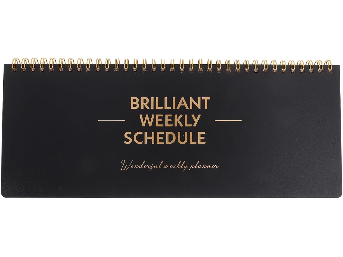 Planificador Hebdomadaire Para Organização Semanal Em Papel Noir Espiral, Bloc-notes Agenda Et Portable