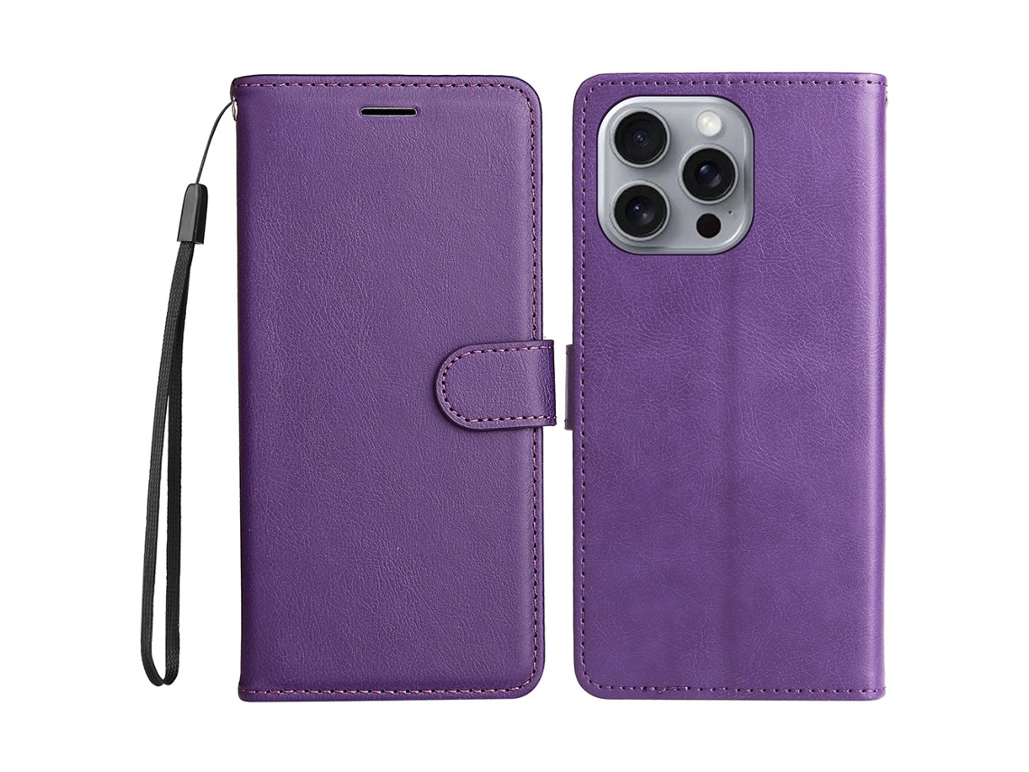 Capa Em Couro Pu Para Apple Iphone 16pro Max Roxo