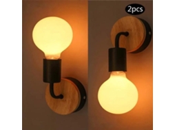 Lâmpada Industrial 2pcs De Luzes De Parede De Madeira Preta E27