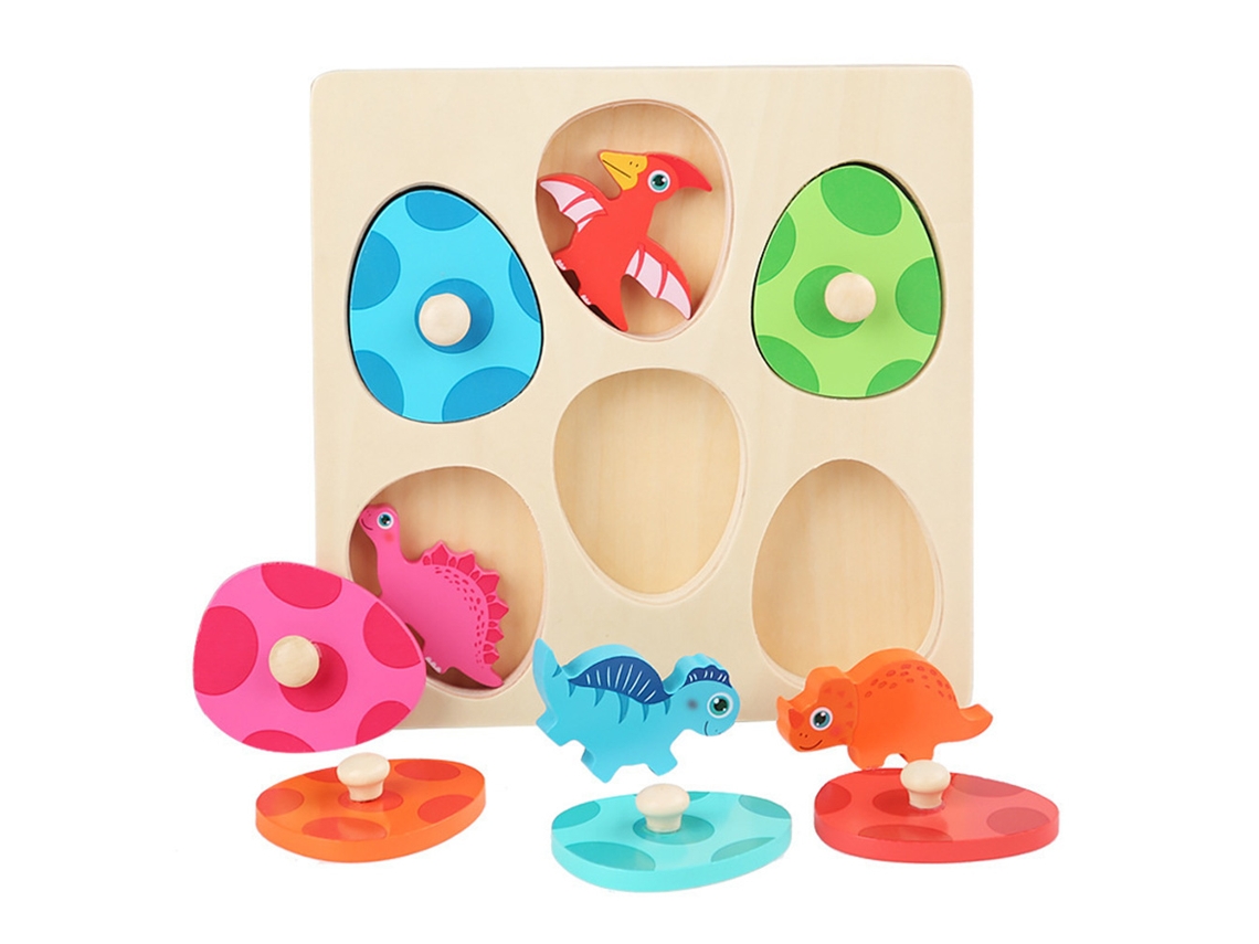 Primerox jogo de Memória Dinossauro em Madeira 3d Puzzle Brinquedo Educativo para Crianças
