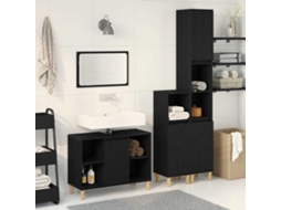 Vidaxl Conjunto De Móveis Para Banheiro 3 Unid. Preto 80 X 33 X 60 Cm