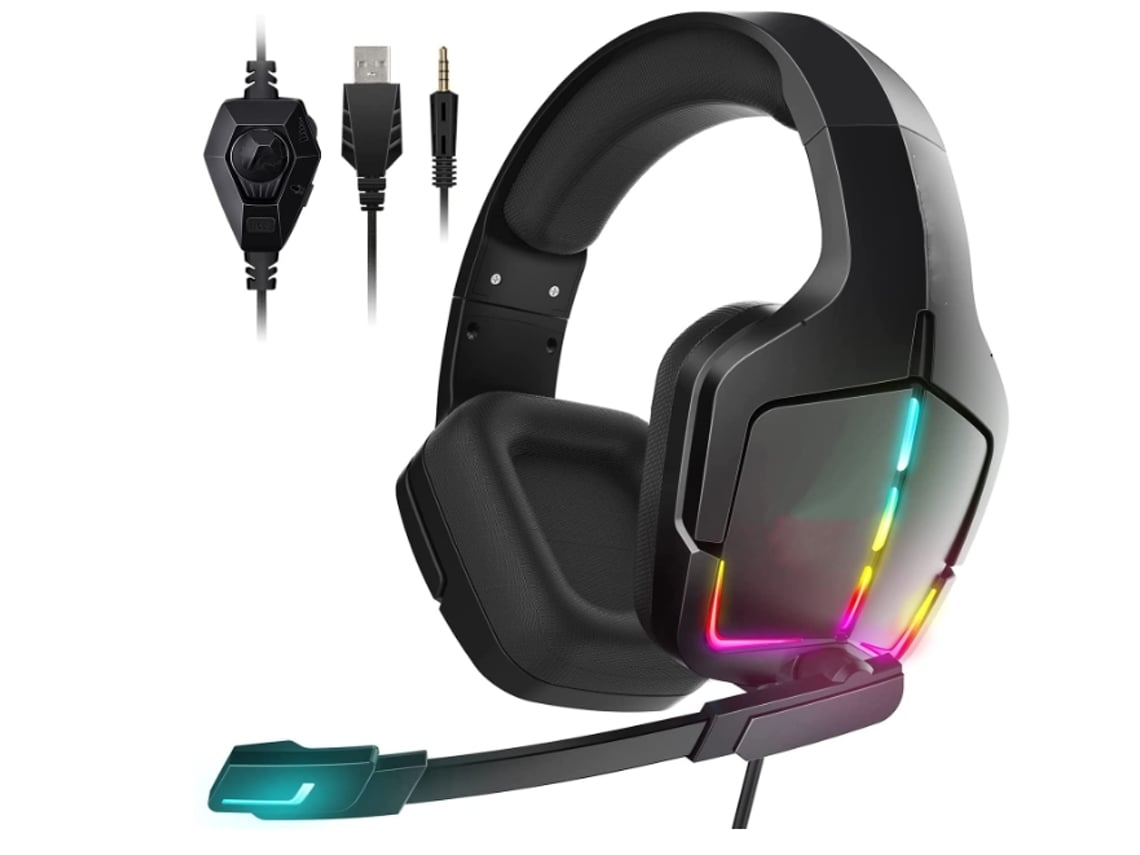 Auscultadores Gaming ENKES Ps4 Ps5 Pc Xbox One Switch  com Microfone Dynamic Rgb Led Efeito Gamer  para Computa