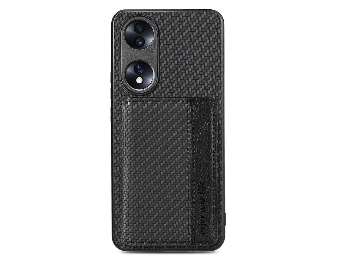 Capa Para Celular For Honor 70 Com Porta-cartões Magnético Em Fibra De Carbono