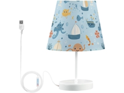 Abajur de Cabeceira Kcldeci com estampa de criaturas marinhas macias, ideal para quarto, sala de estar, mesa lateral ou hall de entrada.