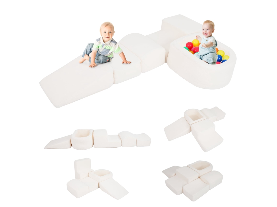 Conjunto De Espuma Para Crianças Pequenas Com Piscina De Bolinhas E Capas De Sherpa.