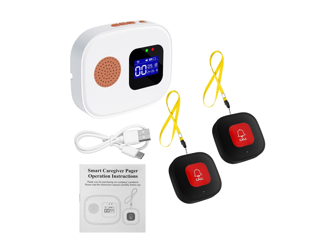 Pager Sem Fio Wifi Para Cuidadores Com Botões Sos Idosos 2.4ghz