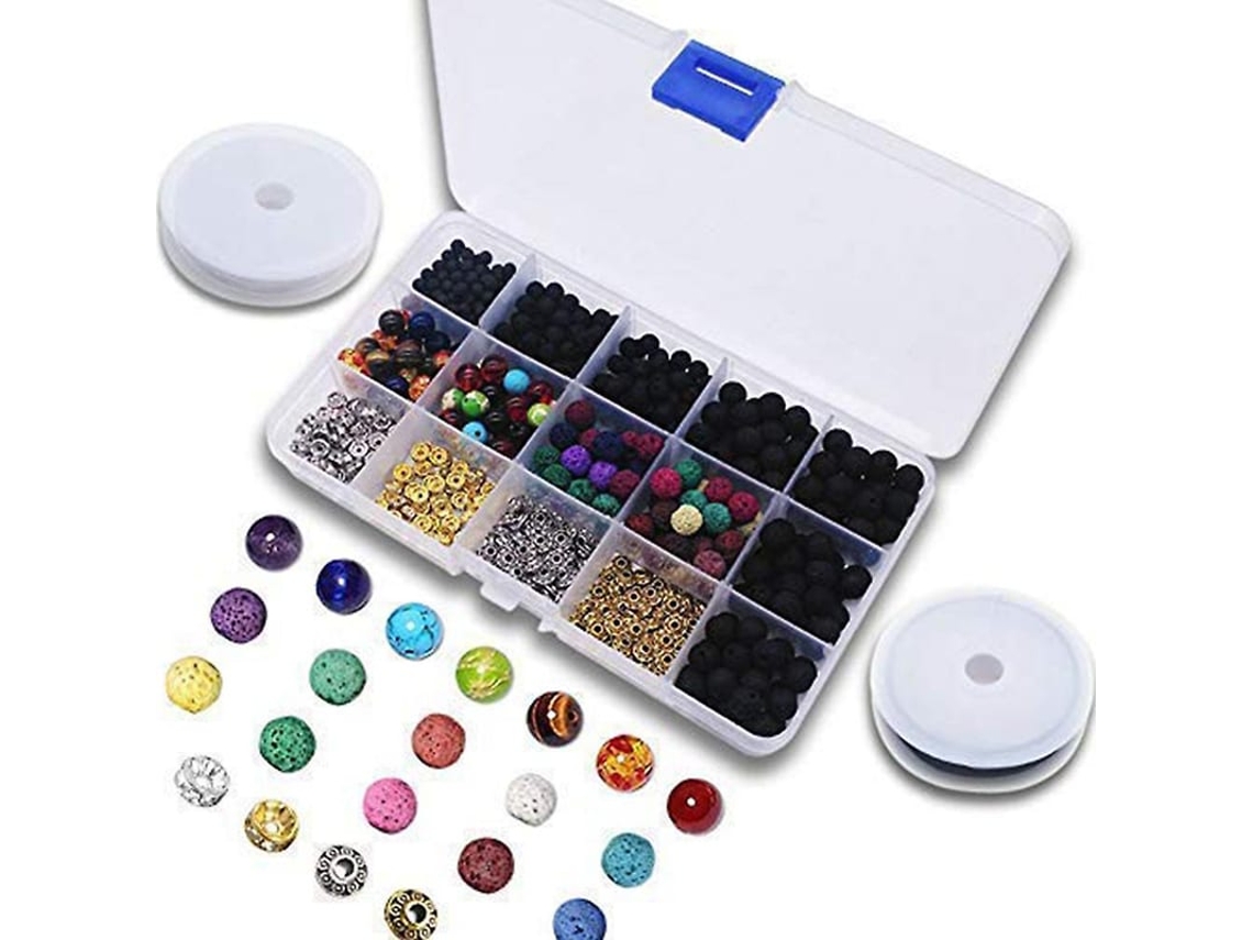 Kit De Contas De Pedra Lava 600 Peças Para Essenciais
