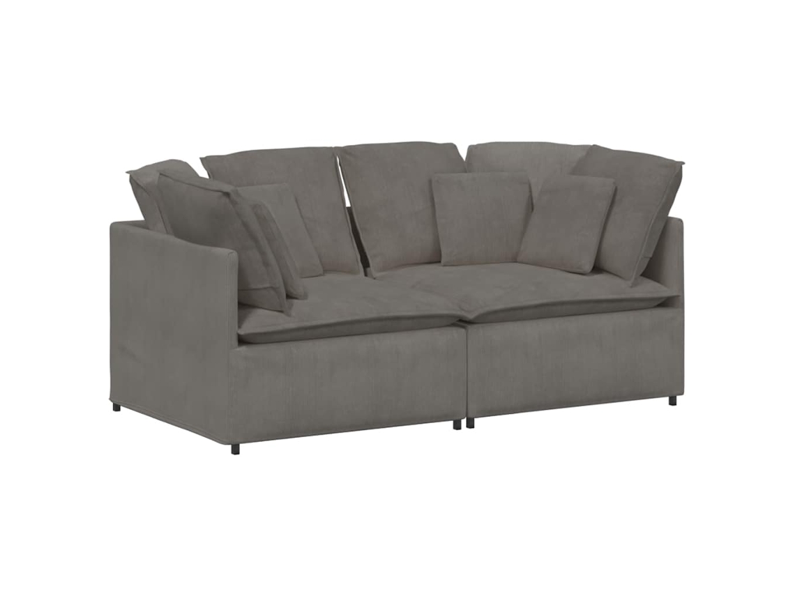 Sofá Modular com Almofadas em Tecido Corduroy Cinzento Claro MAISON EXCLUSIVE