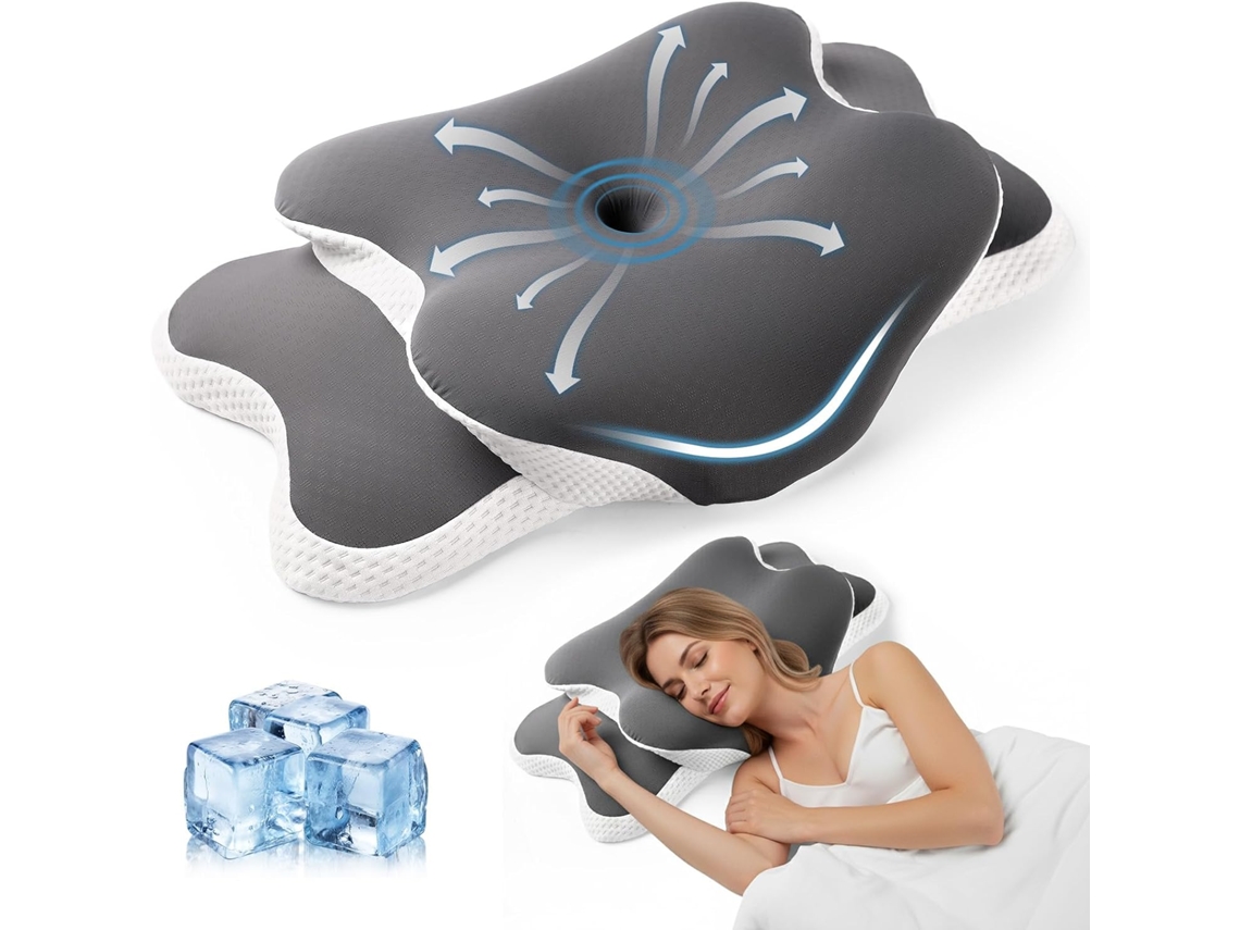 Travesseiro Ergonômico para Apneia do Sono, Dor no Pescoço, e Alívio do Ronco AQUAFORGE