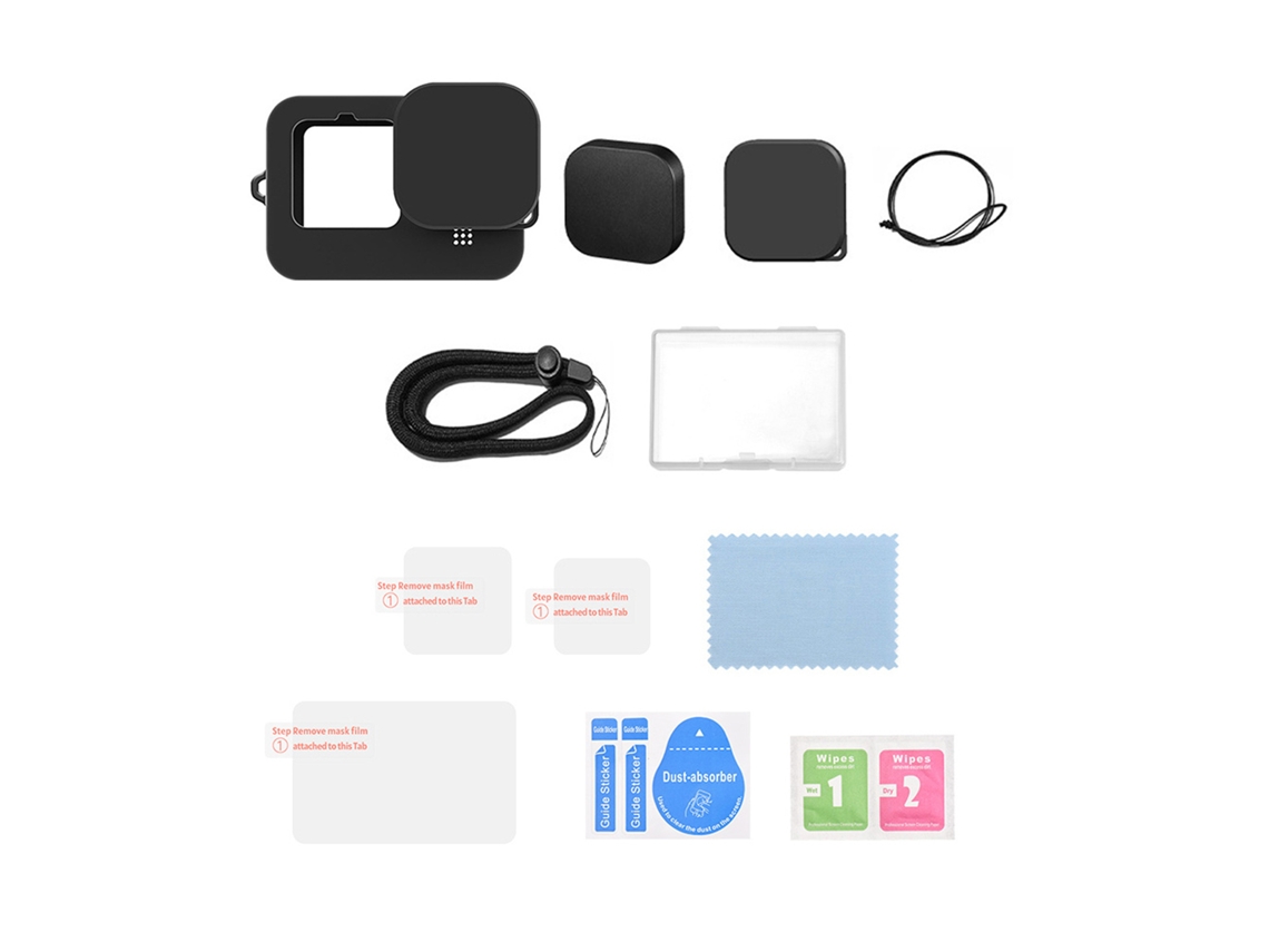 Capa protetora Andoer para câmera esportiva com moldura, protetor de lente de vidro temperado e tampa para GoPro 10 e 9.