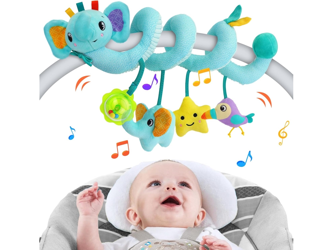 Brinquedo Espiral Com Chocalho Para Bebé, Pendurado Para Cadeira Auto E Carrinho, 0-12 Meses Elefante Hexinyigjly