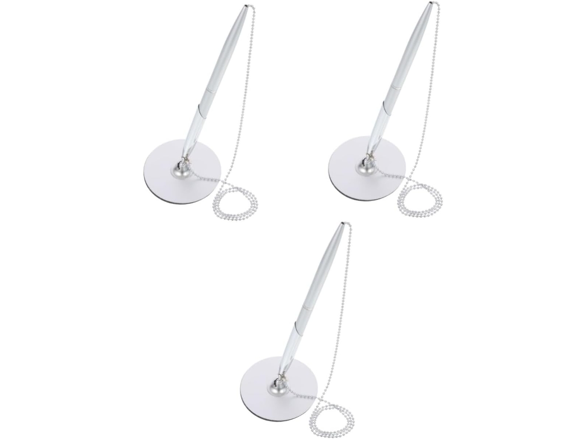 Conjunto De 3 Canetas Mesa Com Corrente, Elegante E Decorativa Para
